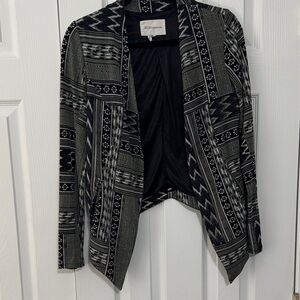 BCBGeneration Patterned Open Front Blazer in Olive & Black